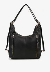 Czarna Torebka Typu Hobo z Regulowaną Rączką i Dodatkowymi Kieszeniami Sanirae. Czarne shopper bag Born2be, z jeansu, bez dodatków. Za 99.99 zł.