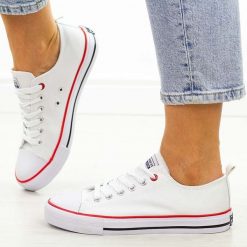Białe trampki damskie American Dsln Lh14. Białe trampki damskie American CLUB, bez wzorów, z tkaniny, bez zapięcia. Za 99.00 zł.