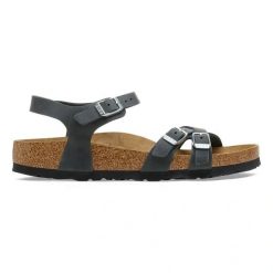 Sandały damskie czarne Birkenstock Kumba FL. Czarne sandały damskie Birkenstock, bez wzorów, z materiału, z otwartym noskiem, bez obcasa, bez zapięcia. Za 449.90 zł.