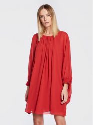 NAF NAF Sukienka koktajlowa Ktoday THNR35 Czerwony Relaxed Fit. Czerwone sukienki damskie NAF NAF, bez wzorów, z syntetyku, wizytowe, bez ramiączek. Za 349.99 zł.