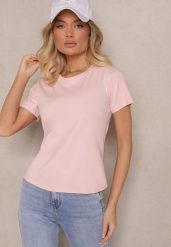 Różowy Casualowy Bawełniany T-shirt Rivali. Czerwone t-shirty damskie Renee, m, bez wzorów, z bawełny, bez kołnierzyka. Za 24.99 zł.