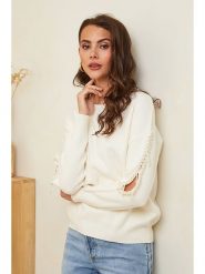Soft Cashmere Sweter w kolorze kremowym rozmiar: 38/40. Brązowe swetry klasyczne damskie Soft Cashmere, z kaszmiru, bez kołnierzyka. Za 237.02 zł.