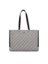 Tommy Hilfiger Torebka Th Jacquard Tote AW0AW19009 Niebieski. Niebieskie shopper bag Tommy Hilfiger, bez wzorów, z materiału, bez dodatków. Za 699.99 zł.
