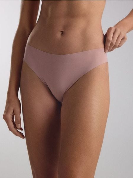 Bezszwowe majtki typu figi 2 pack - brązowy. Brązowe figi Reserved, bez wzorów. W wyprzedaży za 35.99 zł.