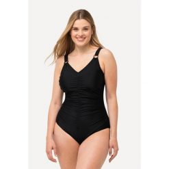 Damski Kostium kąpielowy kaktusy miękkie miseczki ozdobne kółka. Czarne stroje jednoczęściowe Ulla Popken, bez wzorów, z elastanu. Za 239.99 zł.