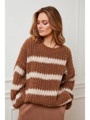 Plume Sweter "Andalou" w kolorze karmelowo-kremowym rozmiar: S. Brązowe swetry klasyczne damskie Plume, s, z wełny, bez kołnierzyka. Za 187.52 zł.