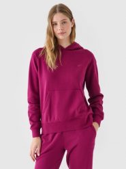 4F Bluza dresowa nierozpinana z kapturem damska - fioletowa M. Fioletowe bluzy damskie 4F, m, bez wzorów, z bawełny, z kapturem. W wyprzedaży za 99.99 zł.