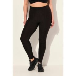 Damskie Legginsy sportowe z fakturą wysoka stan szeroki elastyczny pas. Czarne legginsy sportowe damskie Ulla Popken, plus size, bez wzorów, z elastanu, z podwyższonym stanem. Za 244.99 zł.