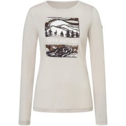 Koszulka z długim rękawem damska SUPER.NATURAL W Great Bear River. Szare koszulki damskie super.natural, s, bez wzorów, bez kołnierzyka, bez ramiączek. Za 279.99 zł.
