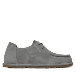 Półbuty Birkenstock. Szare półbuty damskie Birkenstock, bez wzorów, bez obcasa, na płaskiej podeszwie, bez zapięcia. Za 579.99 zł.