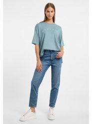 ELBSAND Koszulka "Moa" w kolorze błękitnym rozmiar: L. Niebieskie koszulki damskie ELBSAND, l, bez wzorów, bez kołnierzyka, bez ramiączek. Za 96.37 zł.