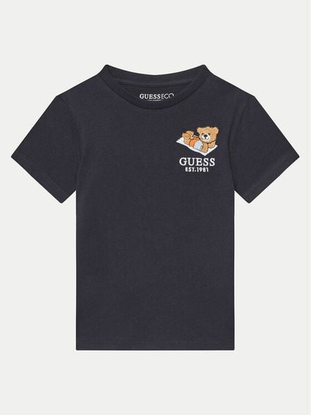 Guess T-Shirt N5GI08 K8HM4 Niebieski Regular Fit. Niebieskie koszulki i t-shirty dziewczęce Guess, z aplikacjami, z bawełny, bez kołnierzyka, bez ramiączek. Za 59.99 zł.