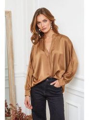 Joséfine Bluzka "Patrick" w kolorze karmelowym rozmiar: S. Brązowe bluzki damskie Joséfine, s, bez wzorów, bez kołnierzyka, bez ramiączek. Za 100.04 zł.