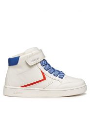 Geox Sneakersy J Eclyper J56LSA 0BC11 C1Z7S S Biały. Białe buty sportowe chłopięce Geox, ze skóry, bez zapięcia. Za 179.99 zł.