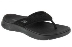 Japonki damskie, Go Walk Flex Sandal - Holly. Czarne klapki damskie Skechers, bez wzorów, z materiału, bez obcasa, bez zapięcia. Za 189.99 zł.