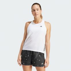 Koszulka bez rękawów Own The Run. Białe koszulki damskie Adidas, m, bez wzorów, z materiału, bez kołnierzyka, bez ramiączek. Za 149.00 zł.