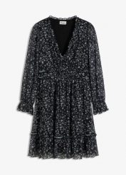 Sukienka mini z delikatnej siateczki. Czarne sukienki damskie bonprix, bez wzorów, bez ramiączek. Za 139.99 zł.