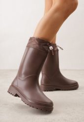 Brązowe Kalosze ze Stoperem na Cholewce Eunosa. Brązowe kalosze damskie Born2be, bez wzorów, z jeansu. Za 79.99 zł.