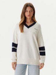Guess Jeans Sweter W5BR10 Z0561 Écru Relaxed Fit. Swetry klasyczne damskie Guess Jeans, xl, z bawełny, bez kołnierzyka. Za 439.00 zł.