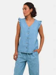 Kaffe Bluzka Louise 10508521 Niebieski Regular Fit. Niebieskie bluzki damskie Kaffe, bez wzorów, z bawełny, bez kołnierzyka, bez ramiączek. Za 159.99 zł.