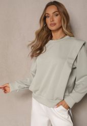 Jasnozielona Bluza z Wiskozą z Szerokimi Ramionami Alioris. Zielone bluzy damskie Renee, bez wzorów, z jeansu, bez kaptura. Za 69.99 zł.