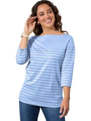 WITT WEIDEN Koszulka w kolorze błękitno-białym rozmiar: 40. Niebieskie bluzki damskie WITT WEIDEN, bez wzorów, z bawełny, bez kołnierzyka, bez ramiączek. Za 39.99 zł.