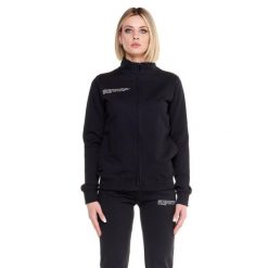 Bluza z bawełna z zamek błyskawiczny na co dzień. Czarne bluzy damskie LEONE 1947 APPAREL, xs, bez wzorów, z bawełny, bez kaptura. W wyprzedaży za 219.13 zł.