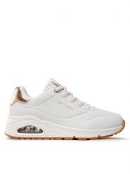 Skechers Sneakersy Uno Shimmer Away 155196/WHT Biały. Białe obuwie sportowe damskie Skechers, ze skóry, bez zapięcia. Za 264.39 zł.