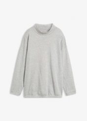 Bluza z rękawami nietoperzowymi, z mieszanki bawełny organicznej. Szare bluzy damskie bonprix, bez wzorów, z bawełny, bez kaptura. Za 129.99 zł.
