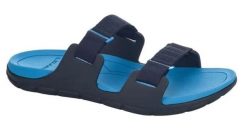 Klapki plażowe Sandal Way Slide MBAB. Niebieskie klapki damskie Lizard, bez wzorów, ze skóry, bez obcasa, bez zapięcia. Za 86.30 zł.