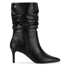 Botki Nine West. Czarne botki damskie Nine West, bez obcasa, na szpilce, bez zapięcia. Za 299.99 zł.