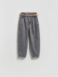 Jeansy paperbag - szary. Szare jeansy damskie Reserved. Za 139.99 zł.