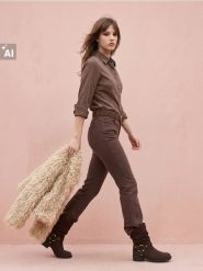 Jeansy flare comfort z rozcięciem na nogawce - brązowy. Brązowe jeansy damskie Sinsay. Za 69.99 zł.