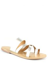 Manoukian shoes Skórzane japonki w kolorze srebrnym rozmiar: 37. Szare klapki damskie Manoukian Shoes, bez wzorów, z otwartym noskiem, bez obcasa, bez zapięcia. Za 79.03 zł.