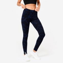 Legginsy fitness damskie Domyos. Niebieskie legginsy damskie DOMYOS, s, bez wzorów, z bawełny. Za 59.99 zł.