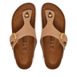Japonki Birkenstock. Brązowe klapki damskie Birkenstock, bez wzorów, bez obcasa, bez zapięcia. Za 486.99 zł.