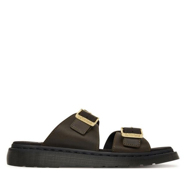 Klapki Dr. Martens. Brązowe klapki damskie Dr Martens, bez wzorów, bez obcasa, bez zapięcia. Za 559.99 zł.
