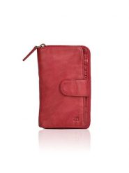 Bellicci Skórzany portfel "Collins" w kolorze czerwonym - 9 x 17 x 3 cm rozmiar: onesize. Czerwone portfele damskie Bellicci, bez wzorów, z materiału. Za 131.12 zł.