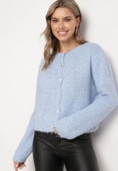 Niebieski Casualowy Kardigan o Klasycznym Kroju Riathiel. Niebieskie kardigany damskie Born2be, uniwersalny, bez wzorów, z jeansu. Za 169.99 zł.