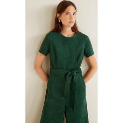 Mango - Kombinezon Suede. Szare kombinezony damskie Mango, z materiału, z okrągłym kołnierzem, z krótkim rękawem, krótkie. Za 229.90 zł.
