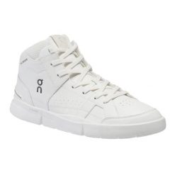 Buty tenisowe damskie On Running The Roger Clubhouse Mid. Białe obuwie sportowe damskie On Running, ze skóry, bez zapięcia, tenisowe. Za 699.00 zł.