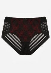 Czarno-Czerwone Siateczkowe Majtki Figi High Waist z Koronkowymi Zdobieniami Heylih. Czarne figi Renee, z aplikacjami, z jeansu. Za 19.99 zł.