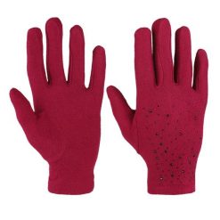 Bordowe Eleganckie Rękawiczki Damskie Moraj. Czerwone rękawiczki damskie Moraj, bez wzorów, z materiału. Za 34.99 zł.