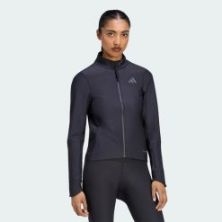 ZIMOWA KURTKA DO JAZDY NA ROWERZE CLIMAWARM. Czarne kurtki damskie Adidas, na zimę, l, bez wzorów, z dzianiny, bez kaptura. Za 799.00 zł.