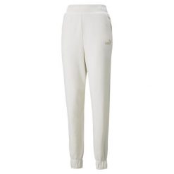 Spodnie damskie Puma ESS+ EMBROIDERY. Białe spodnie sportowe damskie Puma, xs, bez wzorów, na fitness i siłownię. Za 212.70 zł.