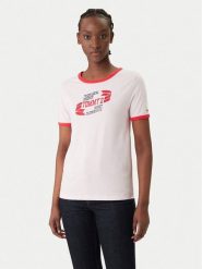 Tommy Jeans T-Shirt Wavy Flag Contrast Ringer DW0DW22306 Różowy Regular Fit. Czerwone t-shirty damskie Tommy Jeans, xs, bez wzorów, z bawełny, bez kołnierzyka. Za 189.99 zł.