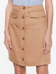 Calvin Klein Spódnica trapezowa Drapy Tencel K20K205631 Brązowy Straight Fit. Brązowe spódnice damskie Calvin Klein, bez wzorów, z lyocellu. Za 599.99 zł.
