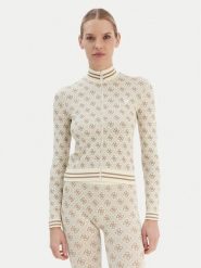 Guess Bluza V5BP08 K2000 Beżowy Slim Fit. Brązowe bluzy damskie Guess, l, z aplikacjami, z syntetyku, bez kaptura. Za 219.99 zł.