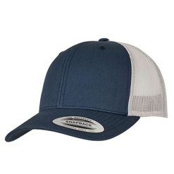 Dwukolorowa Czapka Trucker Retro. Niebieskie czapki damskie FLEXFIT, bez wzorów. Za 58.99 zł.