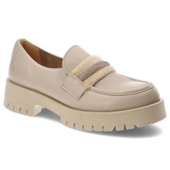 Beżowe Półbuty Lemar Eleganckie Skórzane Buty Damskie. Brązowe półbuty damskie Lemar, na wiosnę, bez wzorów, ze skóry, bez obcasa, bez zapięcia. Za 359.00 zł.